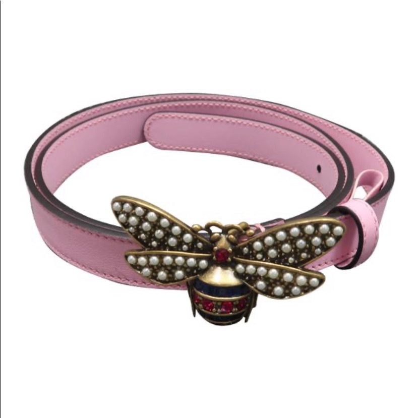 Brand New Authentic Gucci Pink Bar”Bee”-Hard To Find Color- Bee Belt